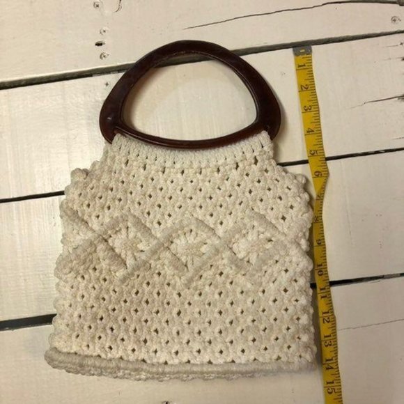 Vintage Hand Made Crocheted Purse Cream - Picture 12 of 14